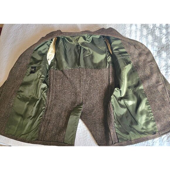 Rare Vintage Brown Herringbone Wool Blazer W/ Classic 2-Button Up Lucas Chicago - Picture 6 of 13